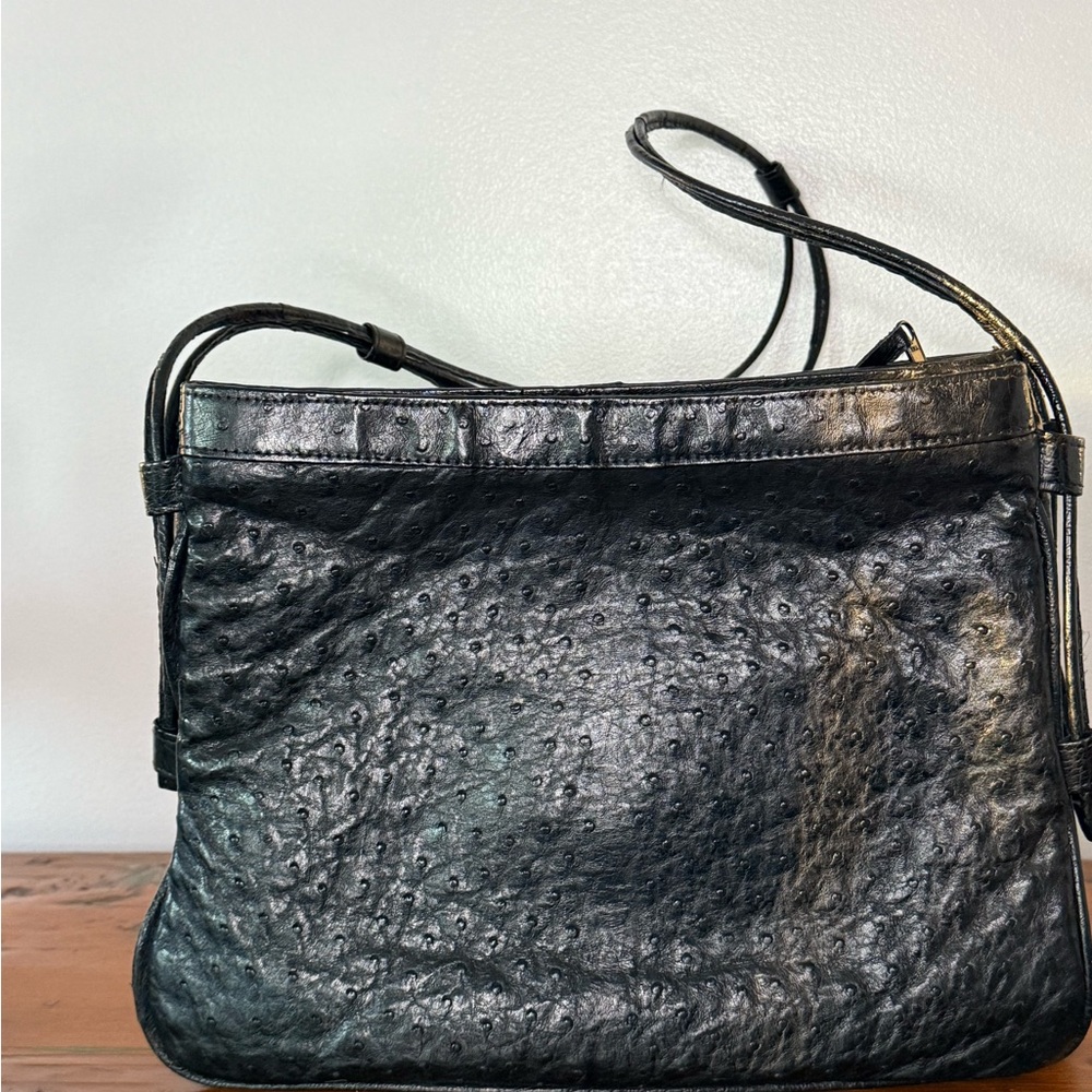 Vintage Corbeau Black Ostrich Leather Women's Bag